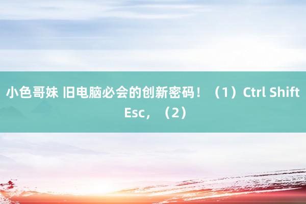 小色哥妹 旧电脑必会的创新密码！（1）Ctrl Shift Esc，（2）