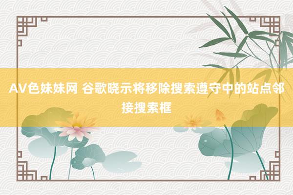 AV色妹妹网 谷歌晓示将移除搜索遵守中的站点邻接搜索框