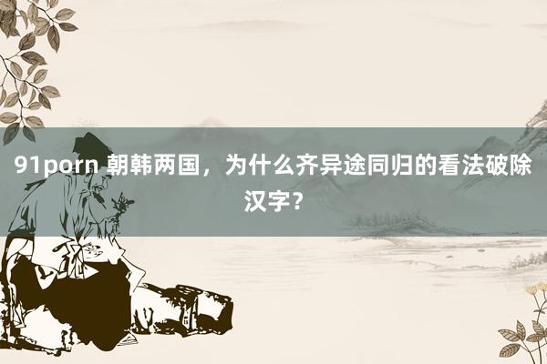 91porn 朝韩两国，为什么齐异途同归的看法破除汉字？