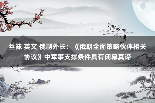 丝袜 英文 俄副外长：《俄朝全面策略伙伴相关协议》中军事支撑条件具有闭幕真谛