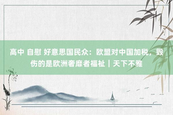 高中 自慰 好意思国民众：欧盟对中国加税，毁伤的是欧洲奢靡者福祉｜天下不雅