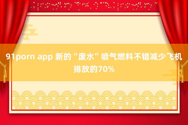 91porn app 新的“废水”喷气燃料不错减少飞机排放的70%