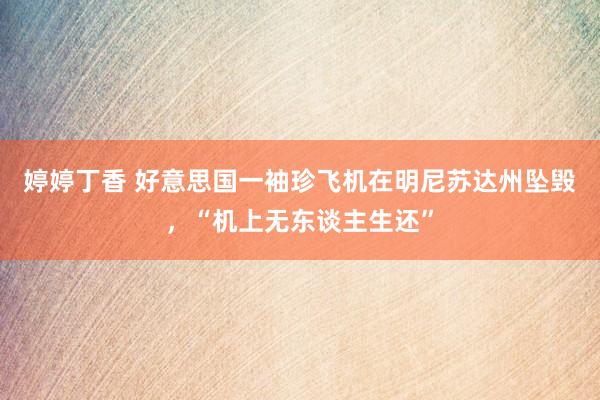 婷婷丁香 好意思国一袖珍飞机在明尼苏达州坠毁，“机上无东谈主生还”