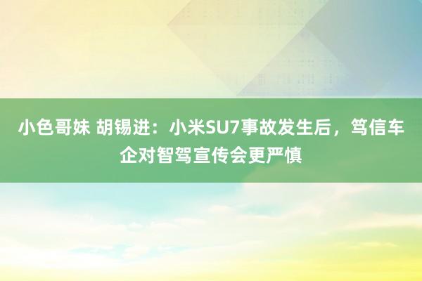 小色哥妹 胡锡进：小米SU7事故发生后，笃信车企对智驾宣传会更严慎